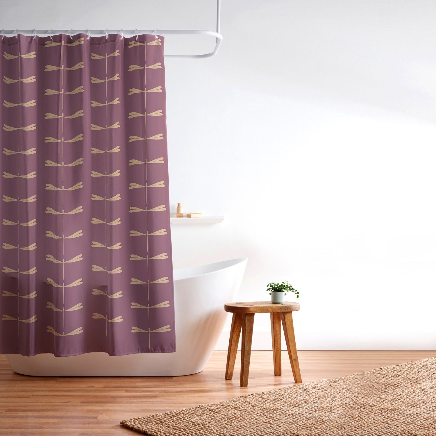 Colour Poems Dragonfly Pattern Mauve Shower Curtain