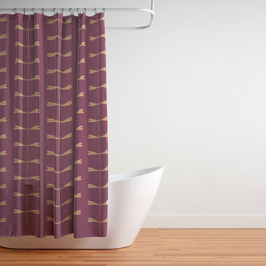 Colour Poems Dragonfly Pattern Mauve Shower Curtain
