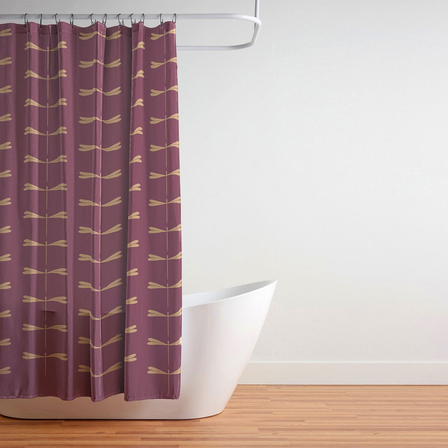 Colour Poems Dragonfly Pattern Mauve Shower Curtain