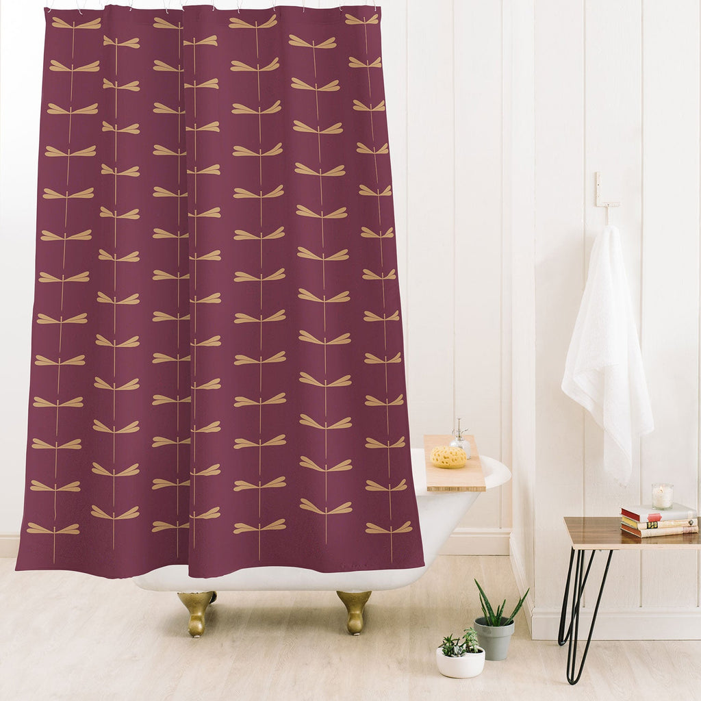 Colour Poems Dragonfly Pattern Mauve Shower Curtain