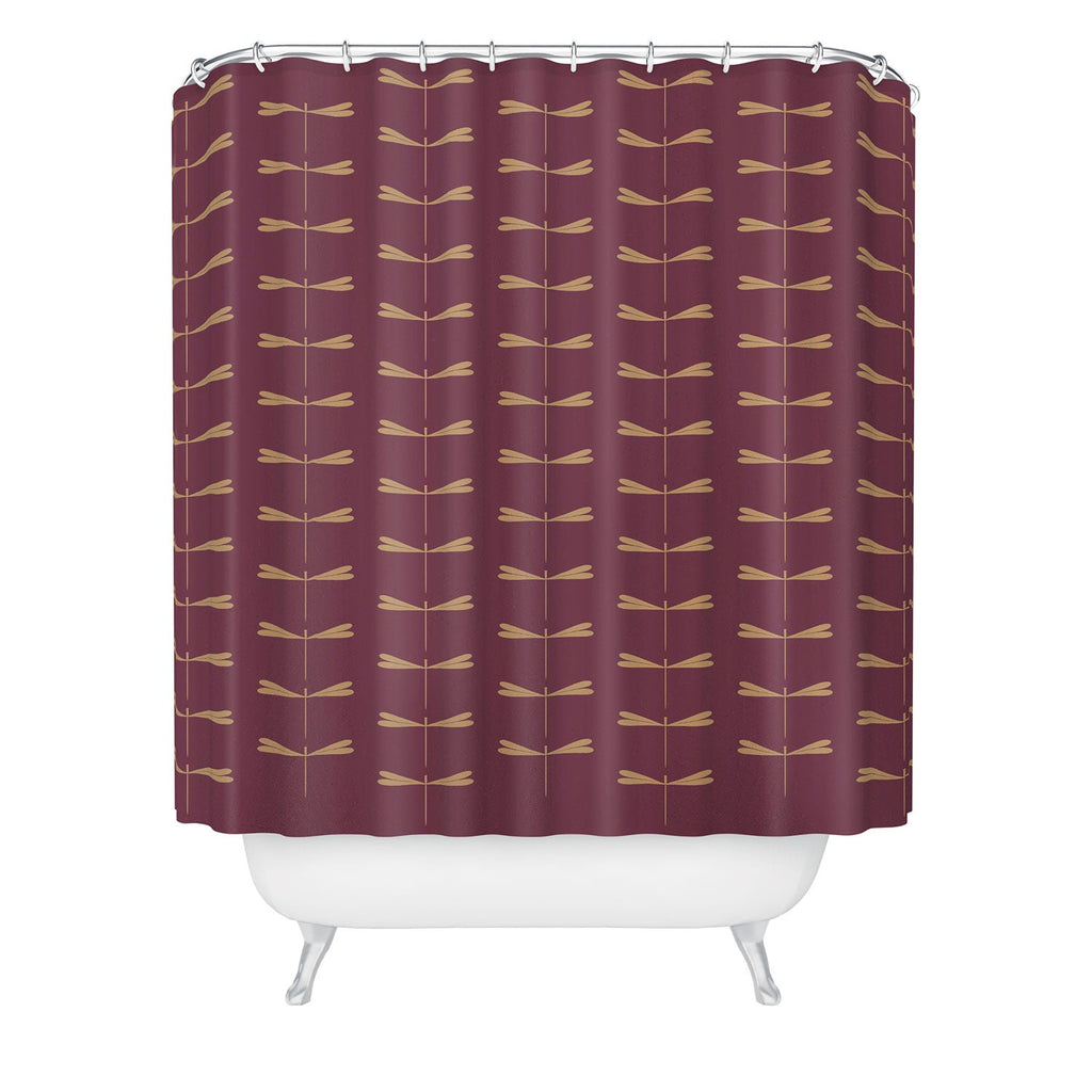 Colour Poems Dragonfly Pattern Mauve Shower Curtain