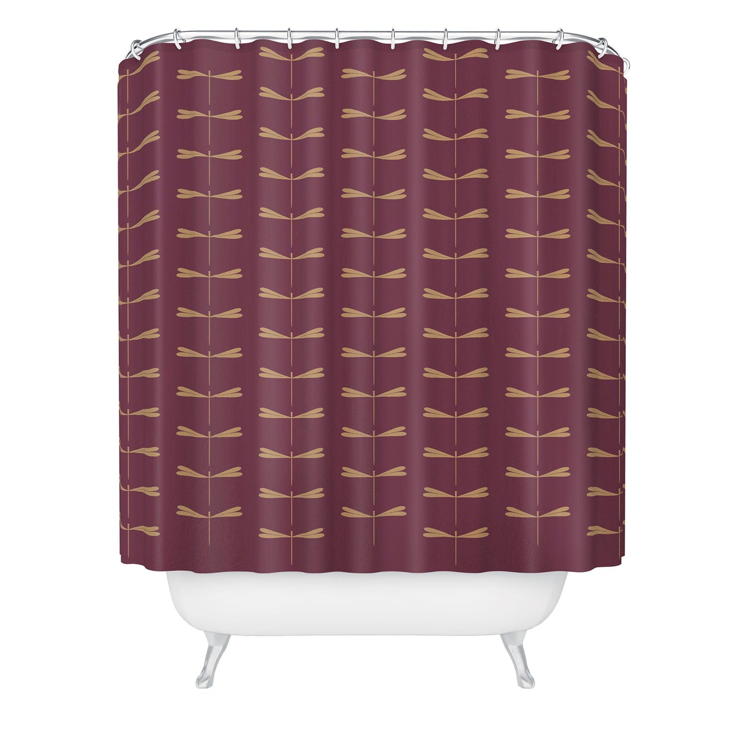Colour Poems Dragonfly Pattern Mauve Shower Curtain