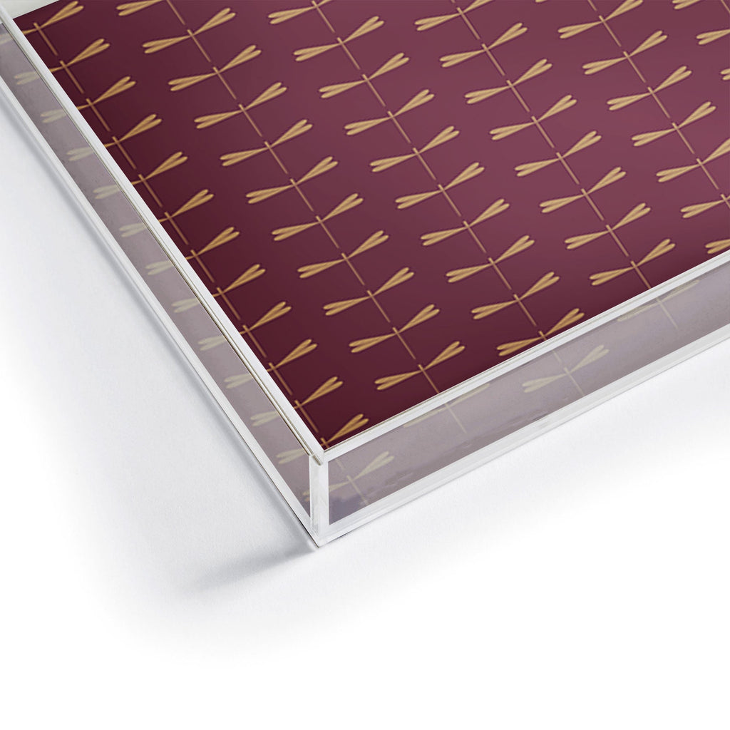 Colour Poems Dragonfly Pattern Mauve Acrylic Tray