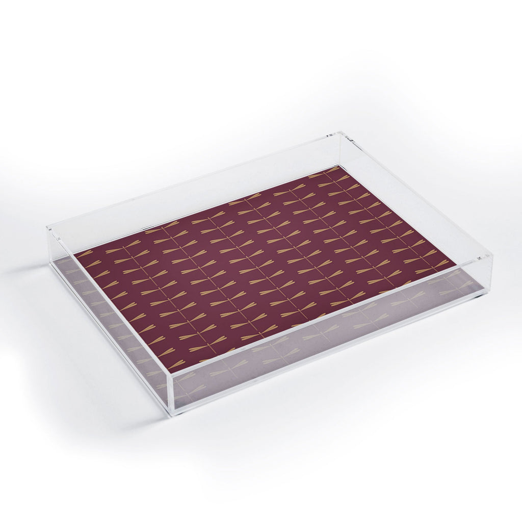 Colour Poems Dragonfly Pattern Mauve Acrylic Tray