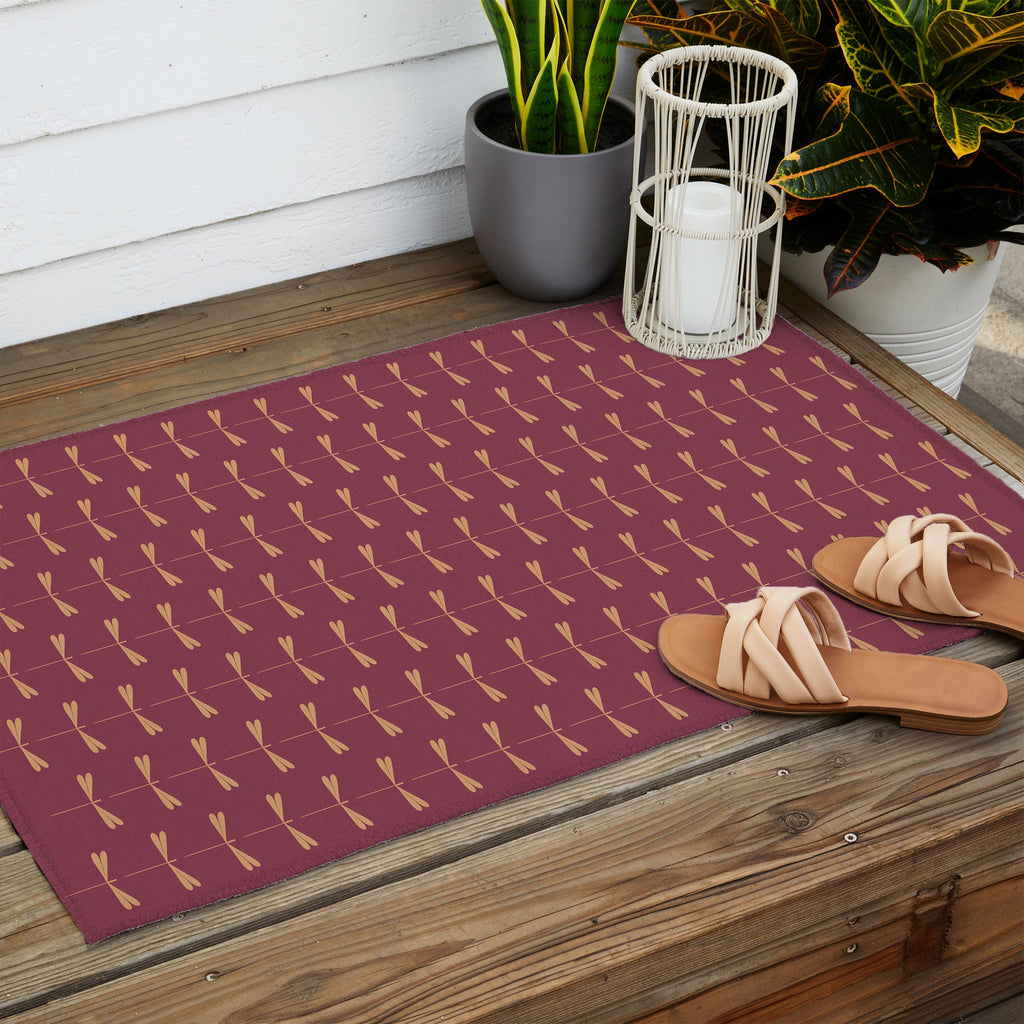 Colour Poems Dragonfly Pattern Mauve Outdoor Rug