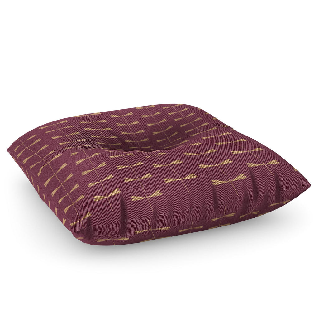 Colour Poems Dragonfly Pattern Mauve Floor Pillow Square