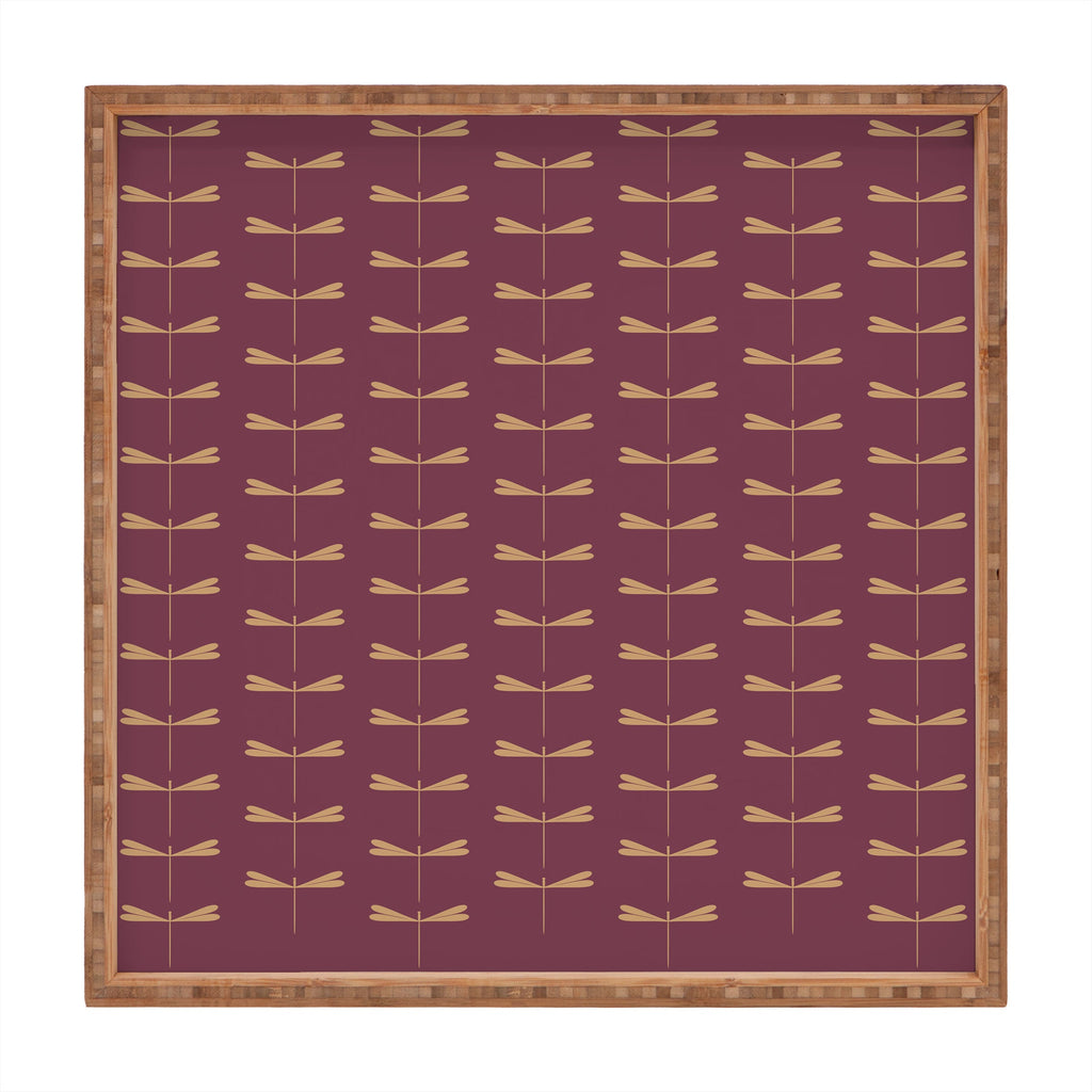Colour Poems Dragonfly Pattern Mauve Square Tray