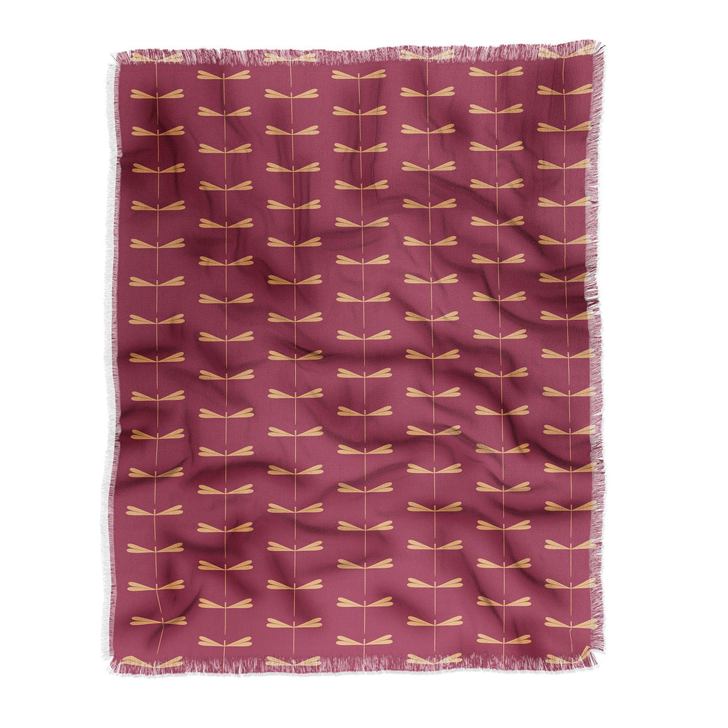 Colour Poems Dragonfly Pattern Mauve Throw Blanket