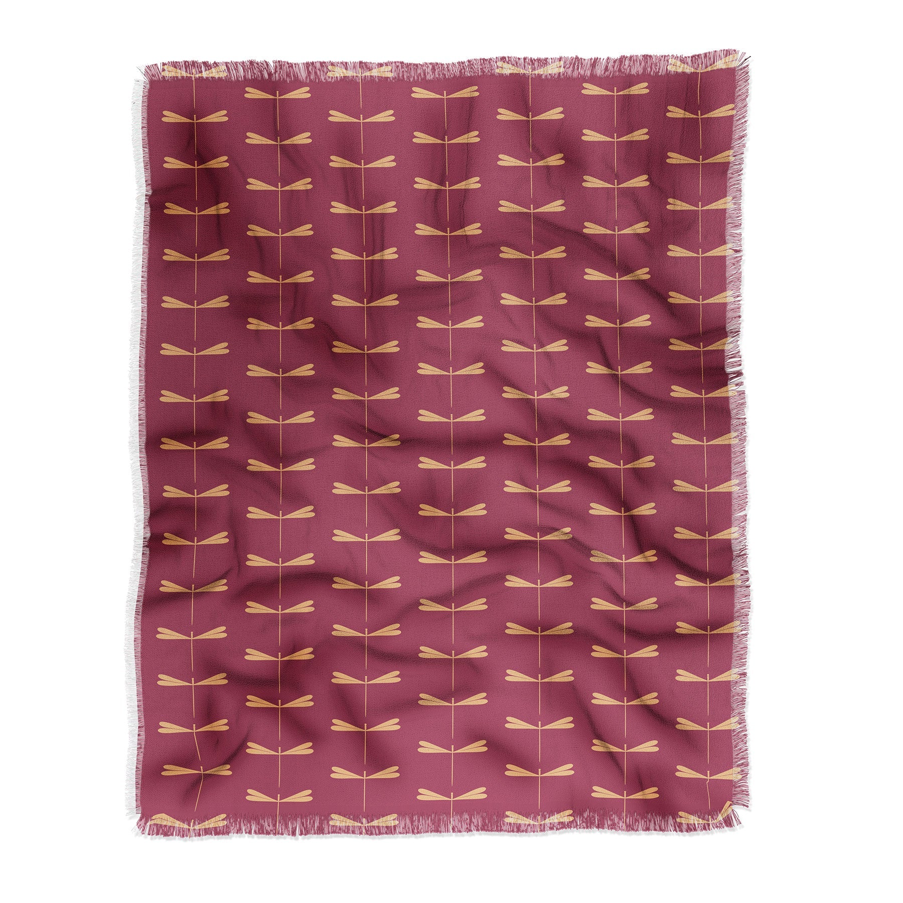 Colour Poems Dragonfly Pattern Mauve Throw Blanket