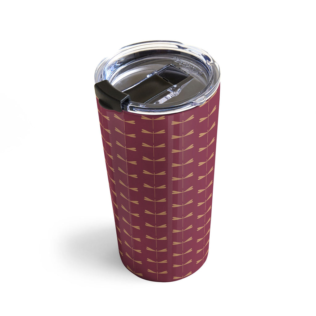 Colour Poems Dragonfly Pattern Mauve Travel Mug