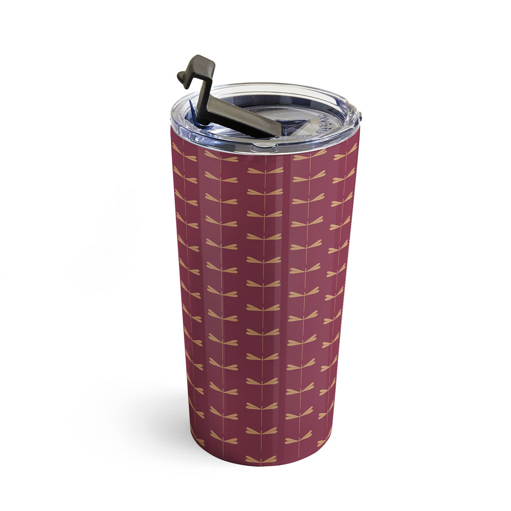 Colour Poems Dragonfly Pattern Mauve Travel Mug