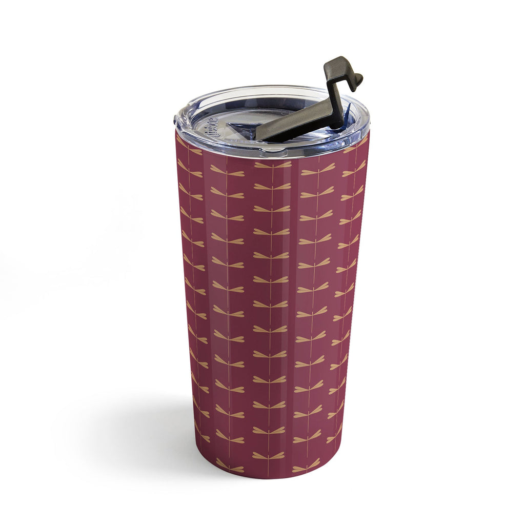 Colour Poems Dragonfly Pattern Mauve Travel Mug