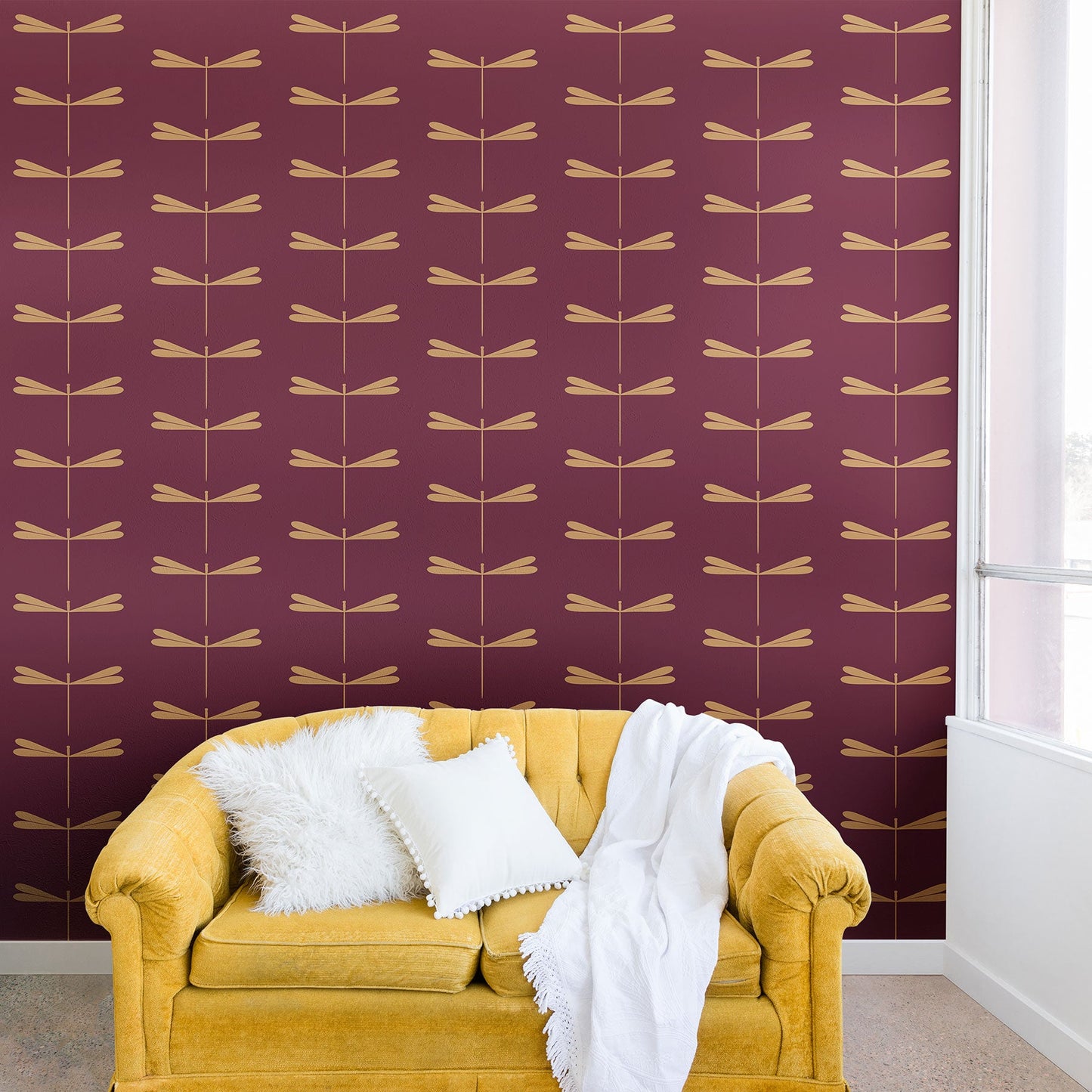 Colour Poems Dragonfly Pattern Mauve Wall Mural