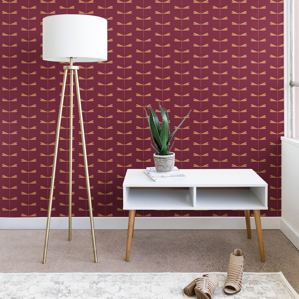 Colour Poems Dragonfly Pattern Mauve Wallpaper