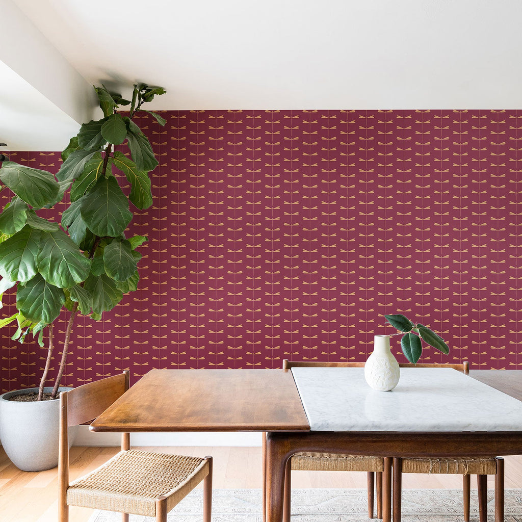 Colour Poems Dragonfly Pattern Mauve Wallpaper
