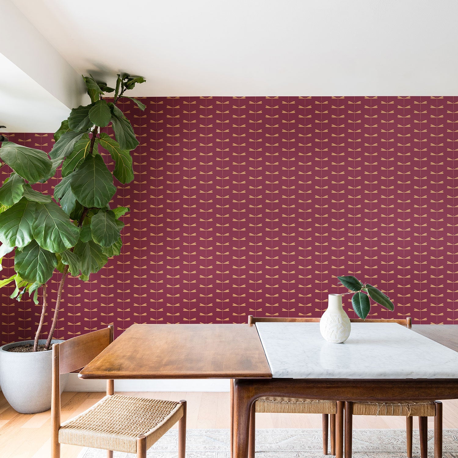 Colour Poems Dragonfly Pattern Mauve Wallpaper