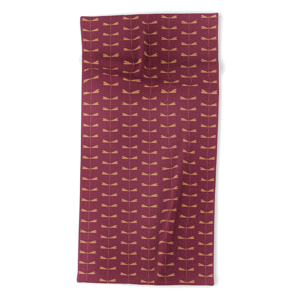 Colour Poems Dragonfly Pattern Mauve Beach Towel