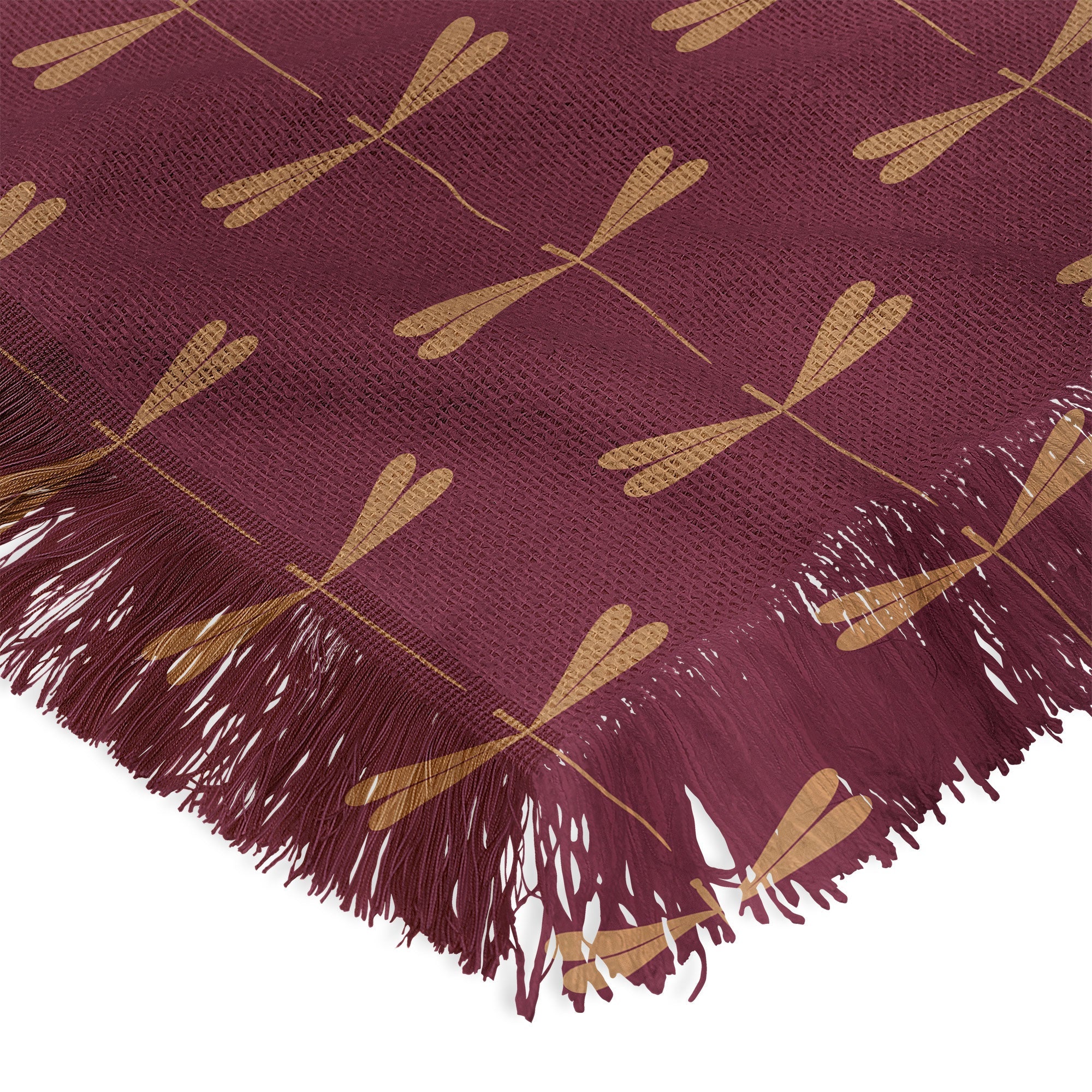 Colour Poems Dragonfly Pattern Mauve Throw Blanket