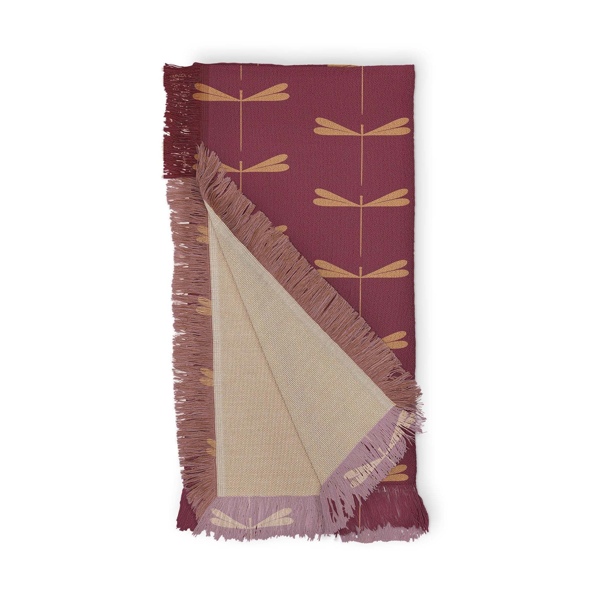 Colour Poems Dragonfly Pattern Mauve Throw Blanket