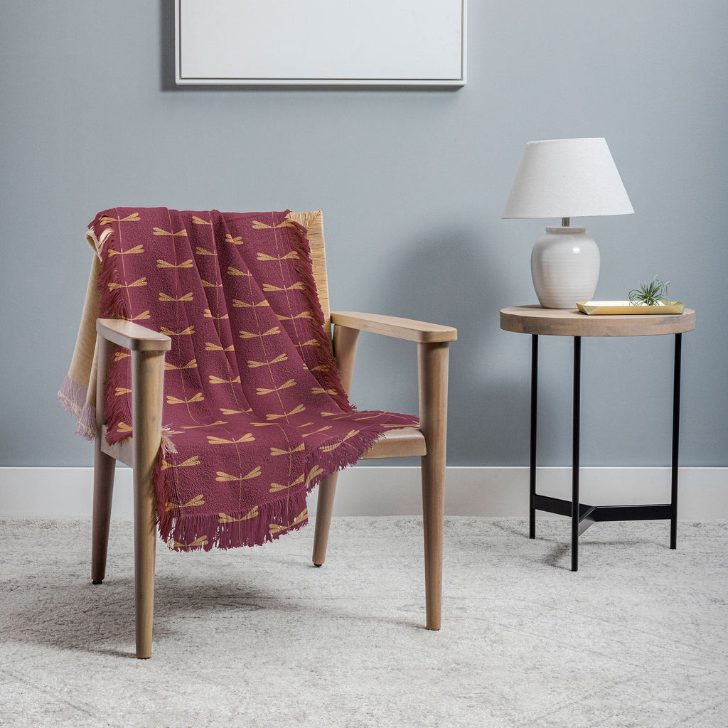 Colour Poems Dragonfly Pattern Mauve Throw Blanket