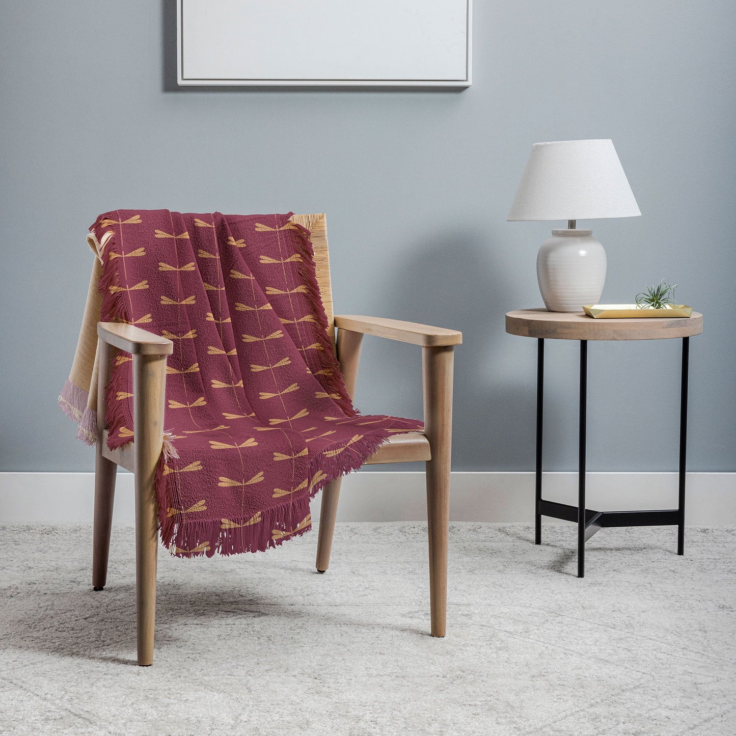 Colour Poems Dragonfly Pattern Mauve Throw Blanket
