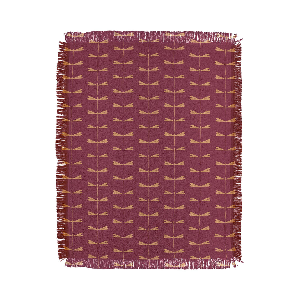 Colour Poems Dragonfly Pattern Mauve Throw Blanket