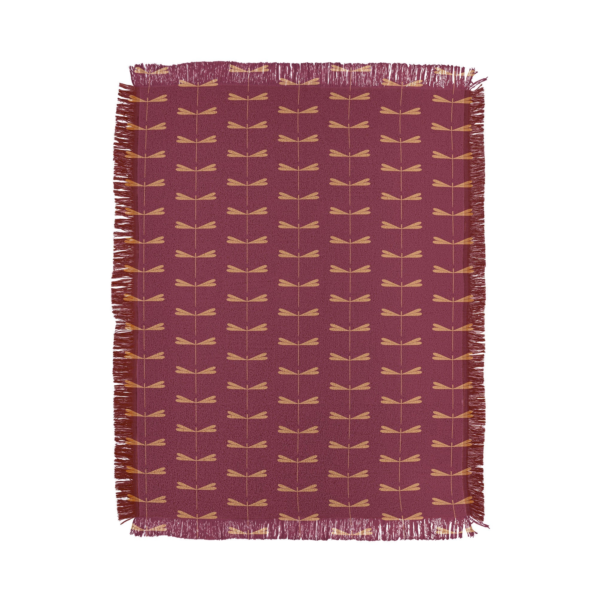Colour Poems Dragonfly Pattern Mauve Throw Blanket