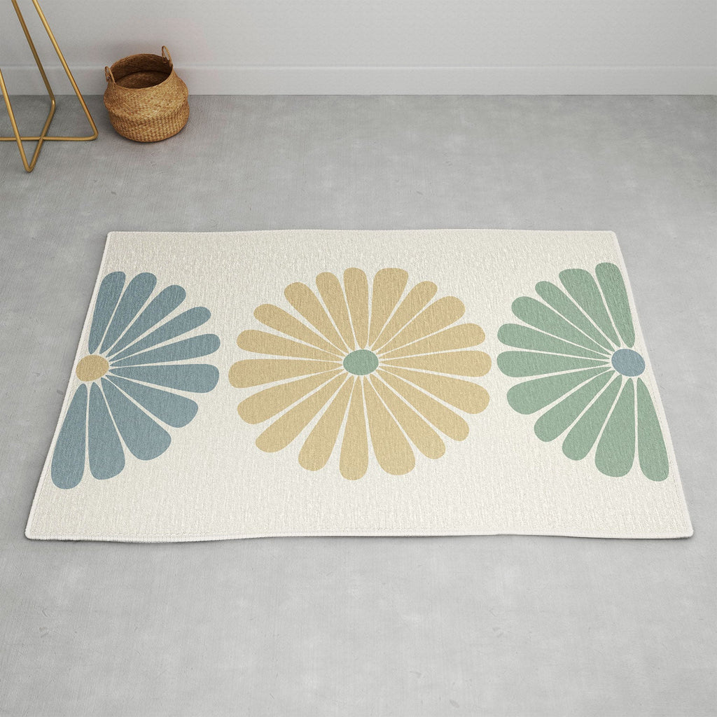 Colour Poems Retro Daisy Multicolor I Area Rug