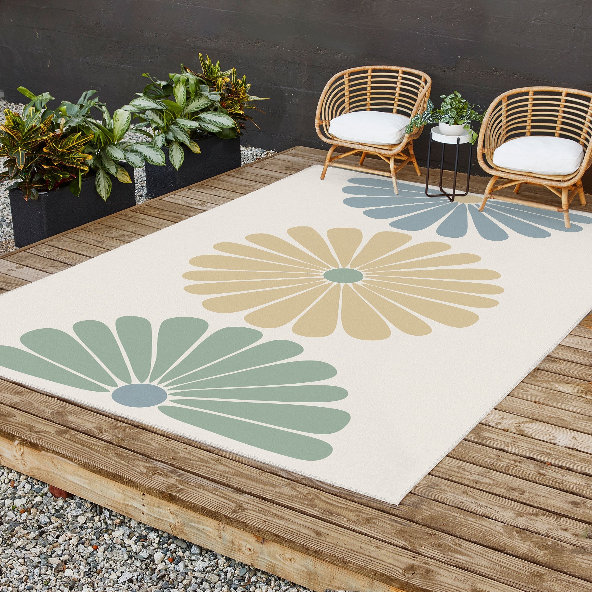Colour Poems Retro Daisy Multicolor I Outdoor Rug