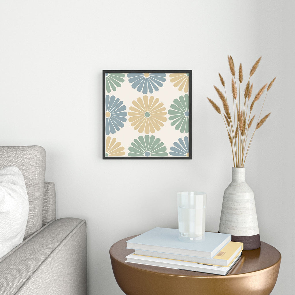 Colour Poems Retro Daisy Multicolor I Square Metal Framed Art Print