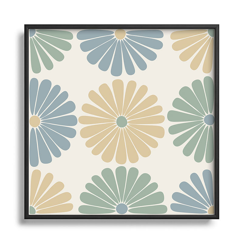Colour Poems Retro Daisy Multicolor I Square Metal Framed Art Print
