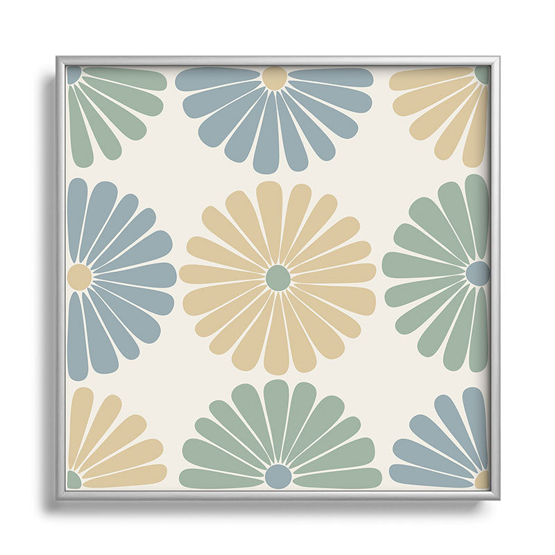 Colour Poems Retro Daisy Multicolor I Square Metal Framed Art Print