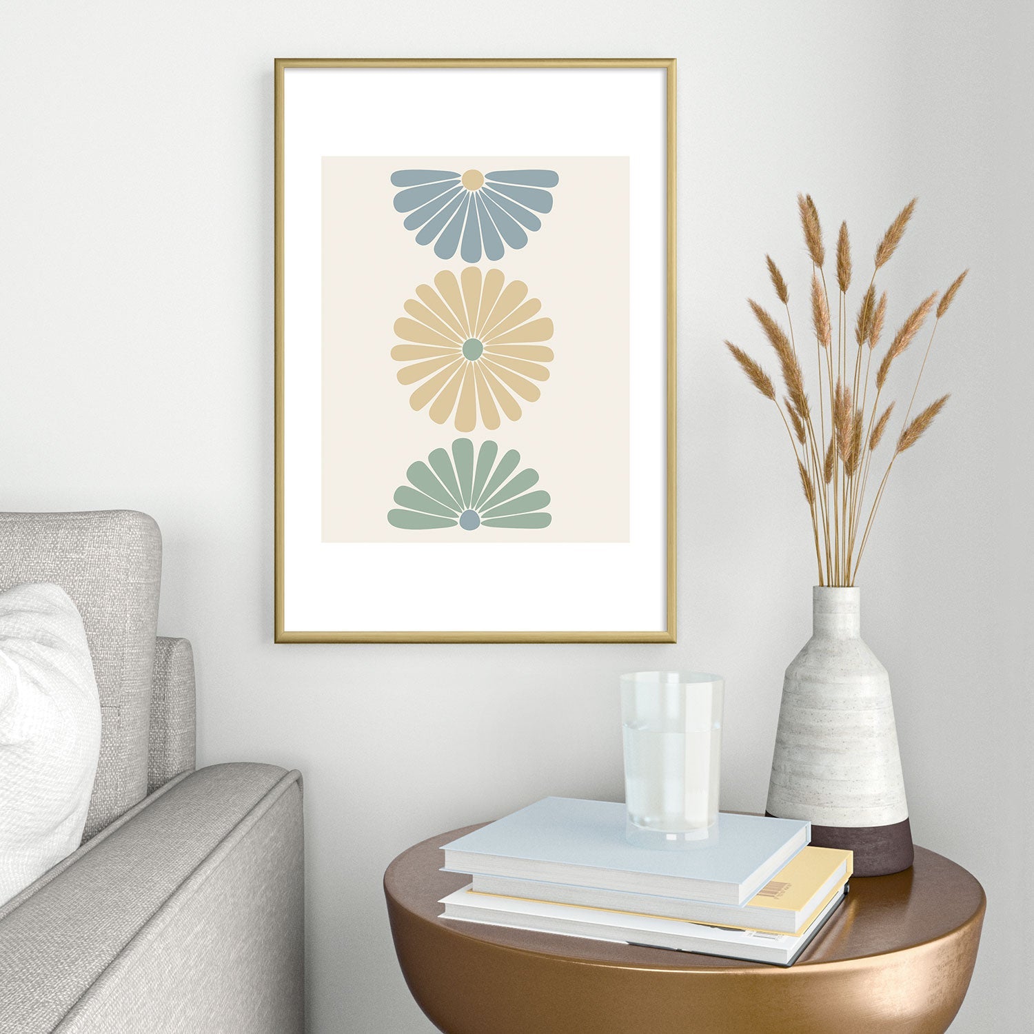 Colour Poems Retro Daisy Multicolor I Metal Framed Art Print