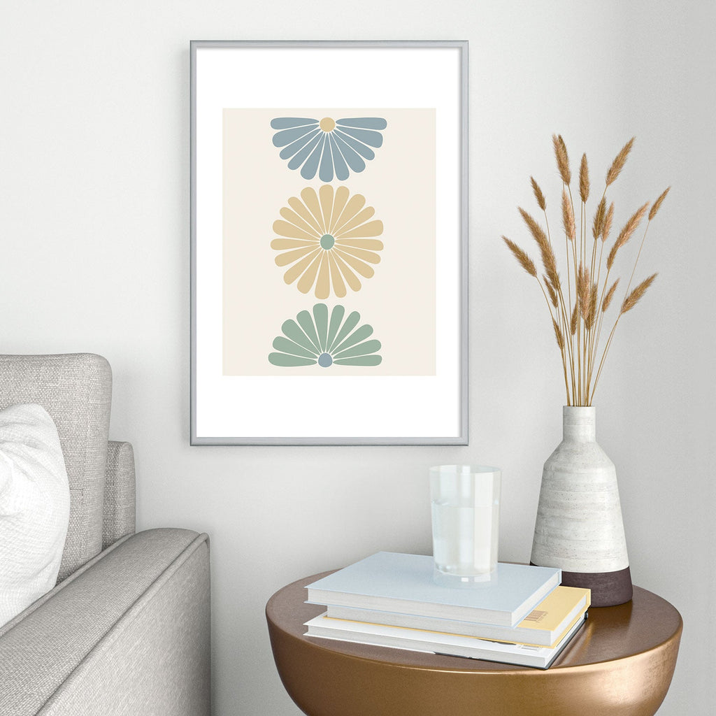 Colour Poems Retro Daisy Multicolor I Metal Framed Art Print