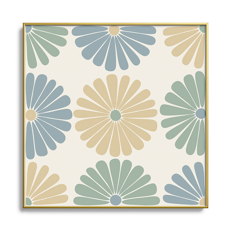 Colour Poems Retro Daisy Multicolor I Square Metal Framed Art Print