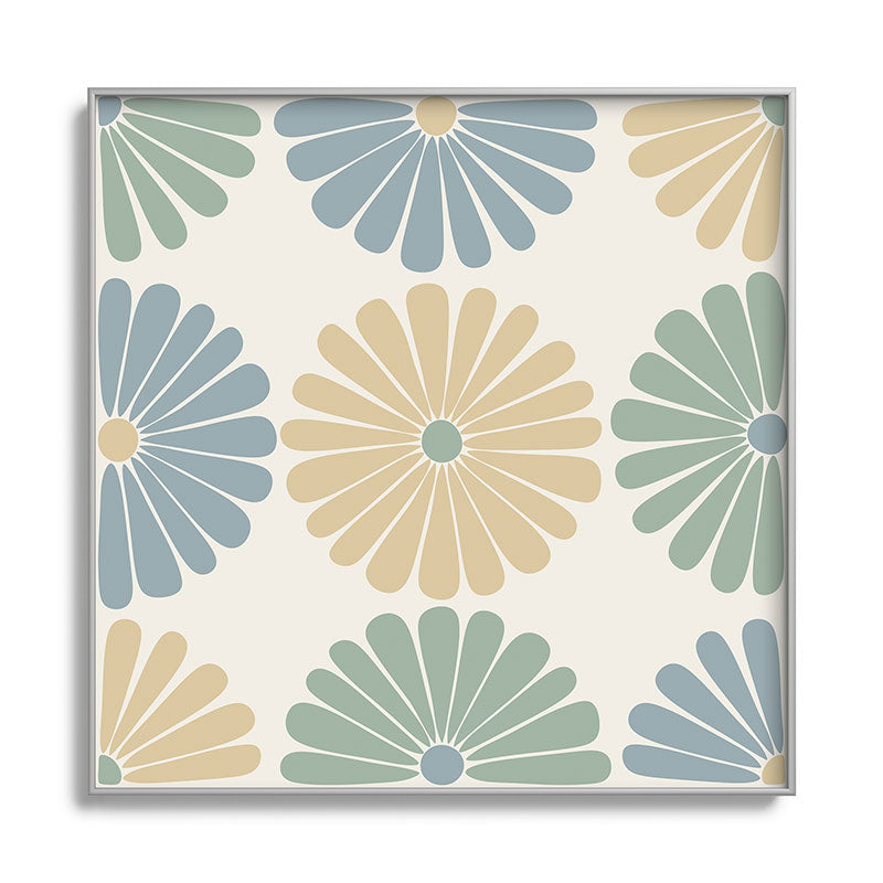 Colour Poems Retro Daisy Multicolor I Square Metal Framed Art Print