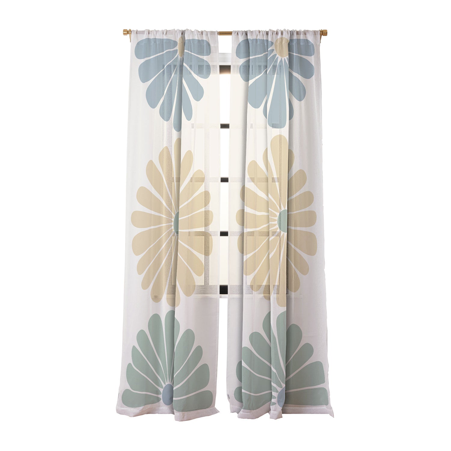 Colour Poems Retro Daisy Multicolor I Sheer Non Repeat