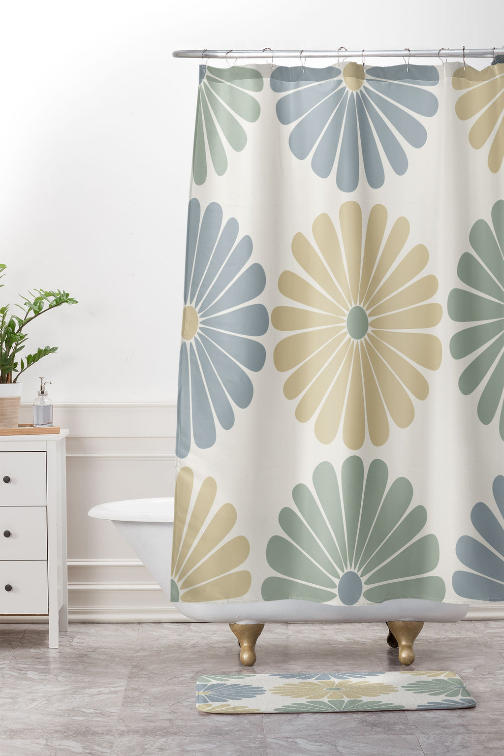 Colour Poems Retro Daisy Multicolor I Memory Foam Bath Mat