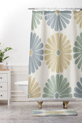 Colour Poems Retro Daisy Multicolor I Shower Curtain And Mat