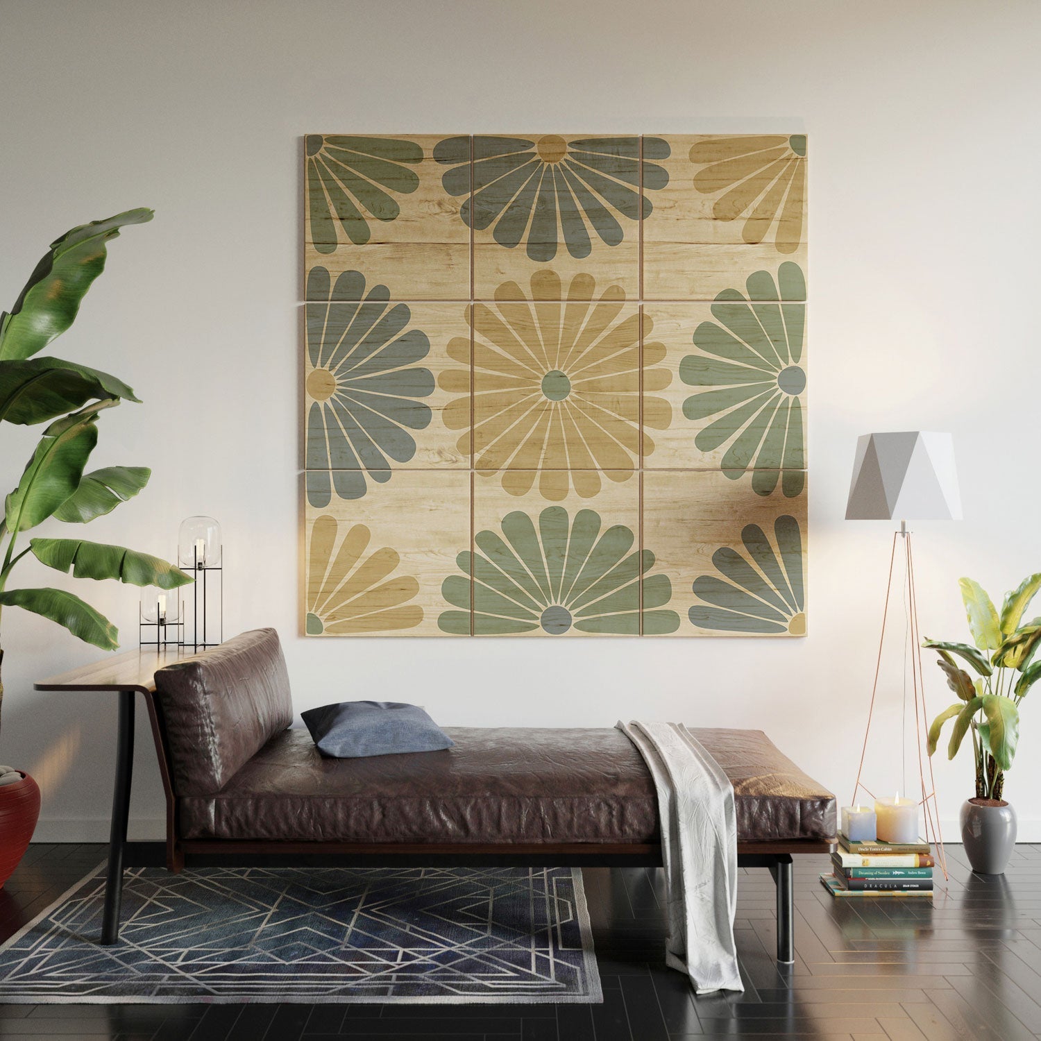 Colour Poems Retro Daisy Multicolor I Wood Wall Mural