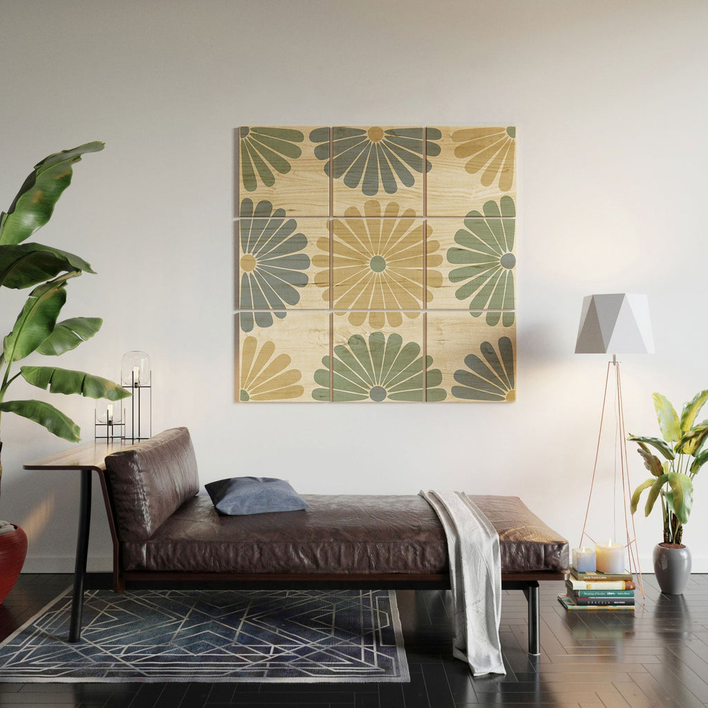 Colour Poems Retro Daisy Multicolor I Wood Wall Mural