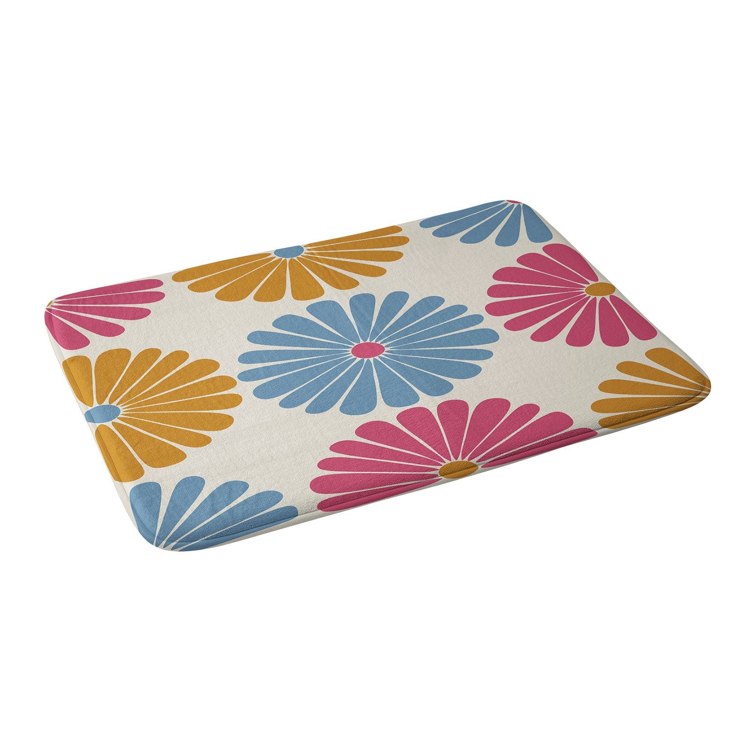 Colour Poems Retro Daisy Multicolor II Memory Foam Bath Mat