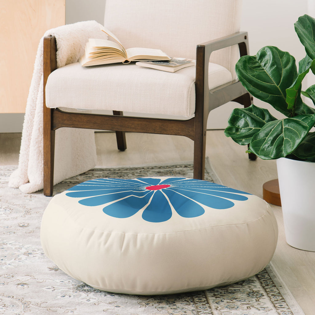 Colour Poems Retro Daisy Multicolor II Floor Pillow Round