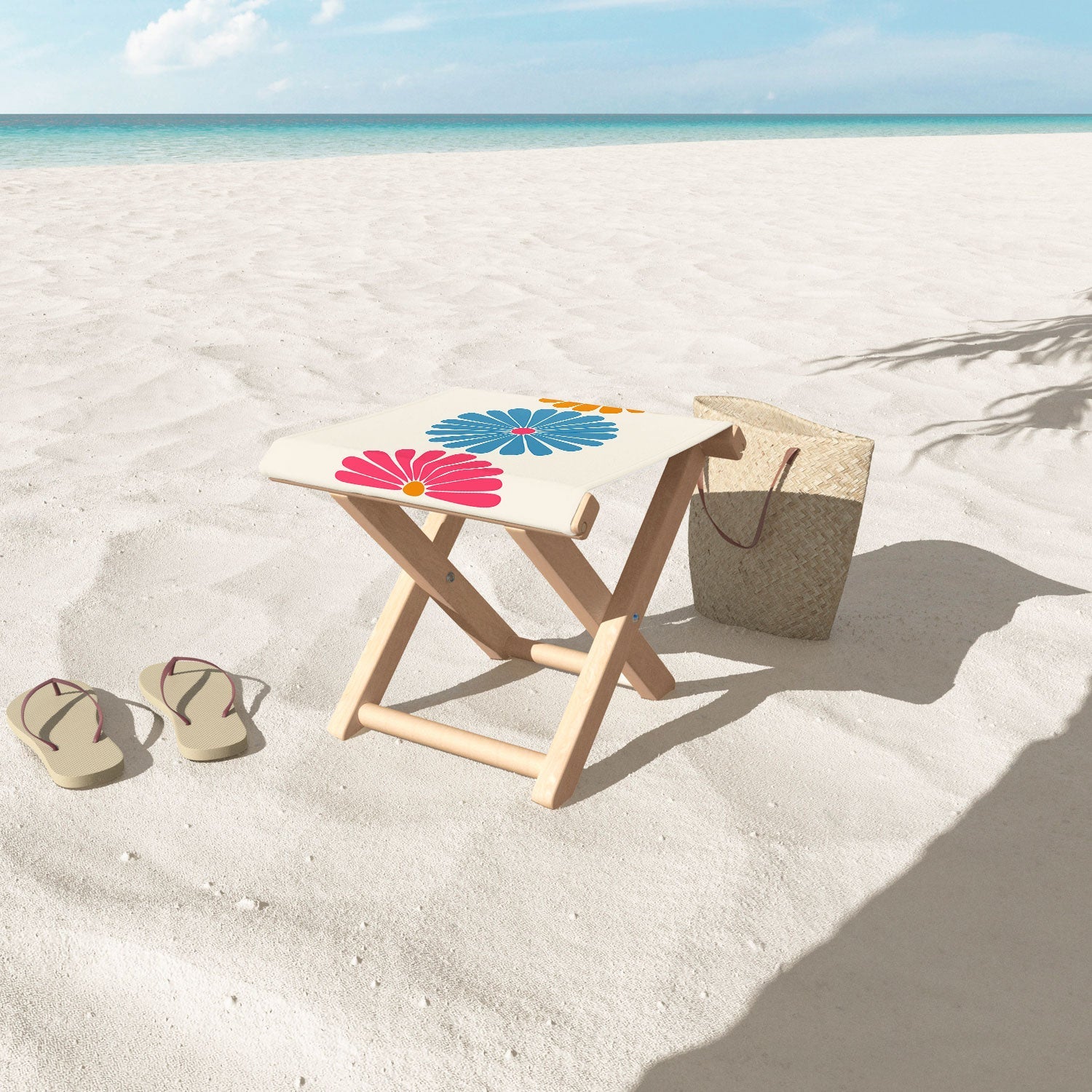 Colour Poems Retro Daisy Multicolor II Folding Stool