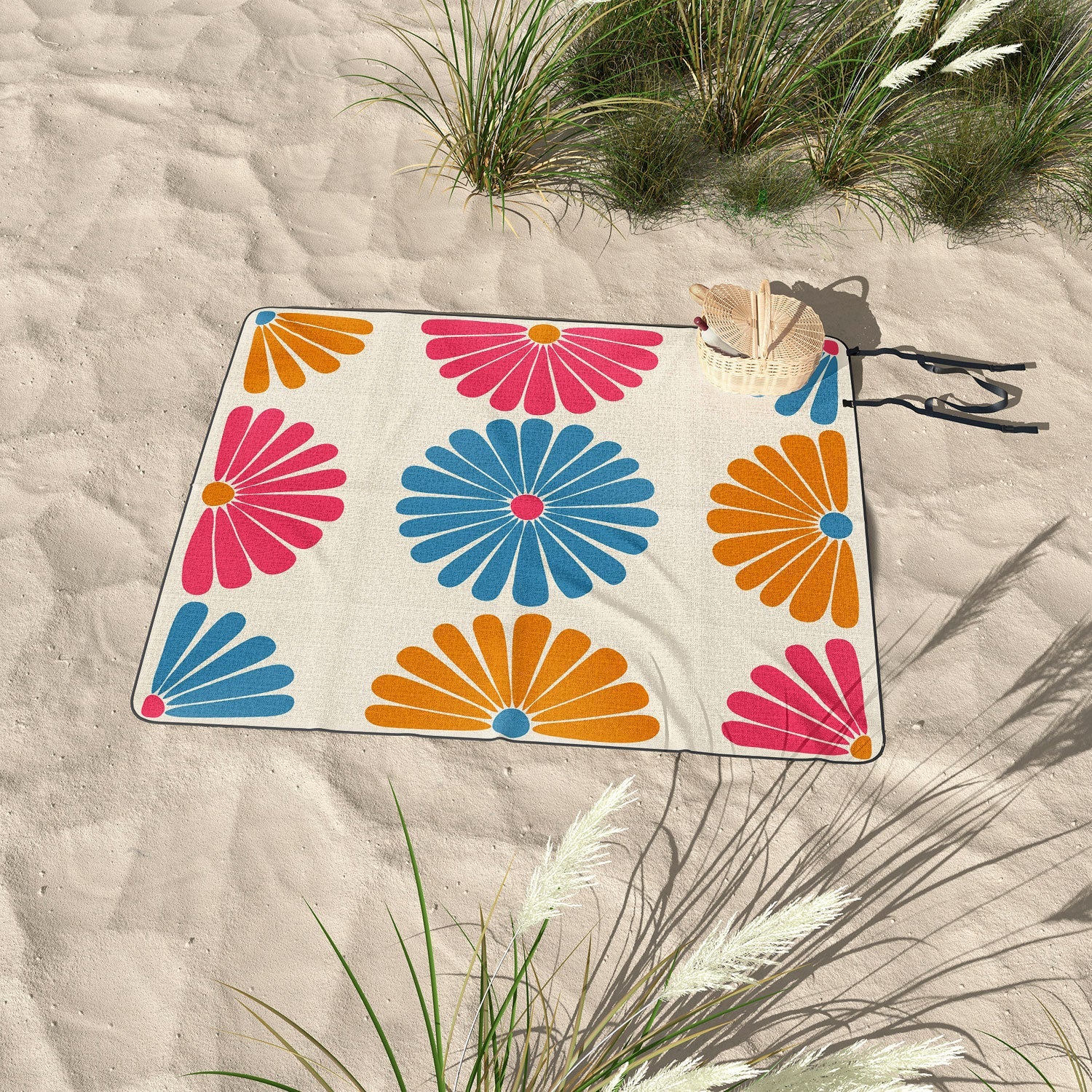Colour Poems Retro Daisy Multicolor II Picnic Blanket