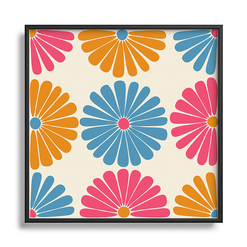 Colour Poems Retro Daisy Multicolor II Square Metal Framed Art Print