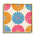 Colour Poems Retro Daisy Multicolor II Square Metal Framed Art Print