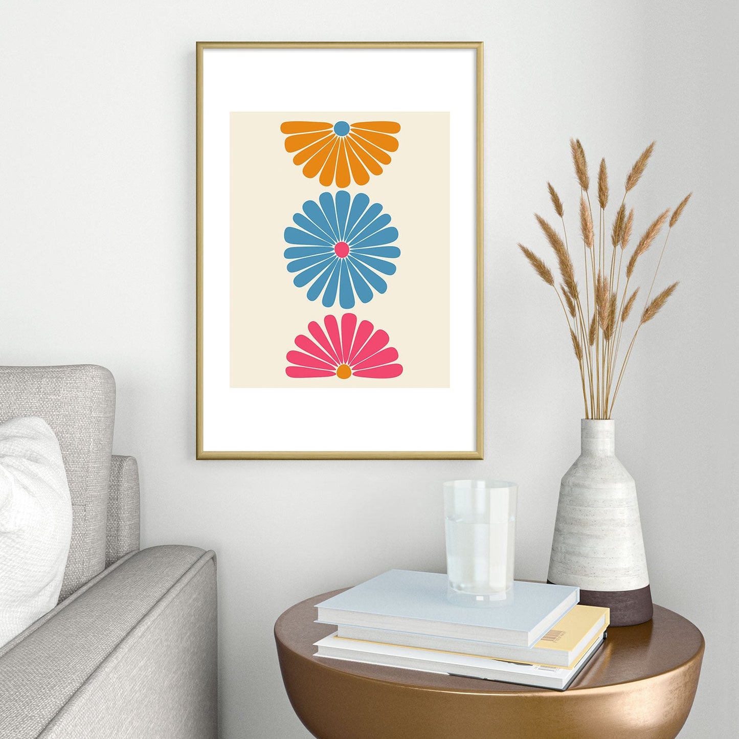 Colour Poems Retro Daisy Multicolor II Metal Framed Art Print