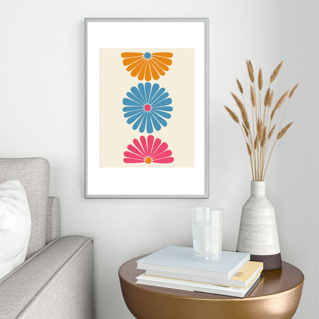 Colour Poems Retro Daisy Multicolor II Metal Framed Art Print