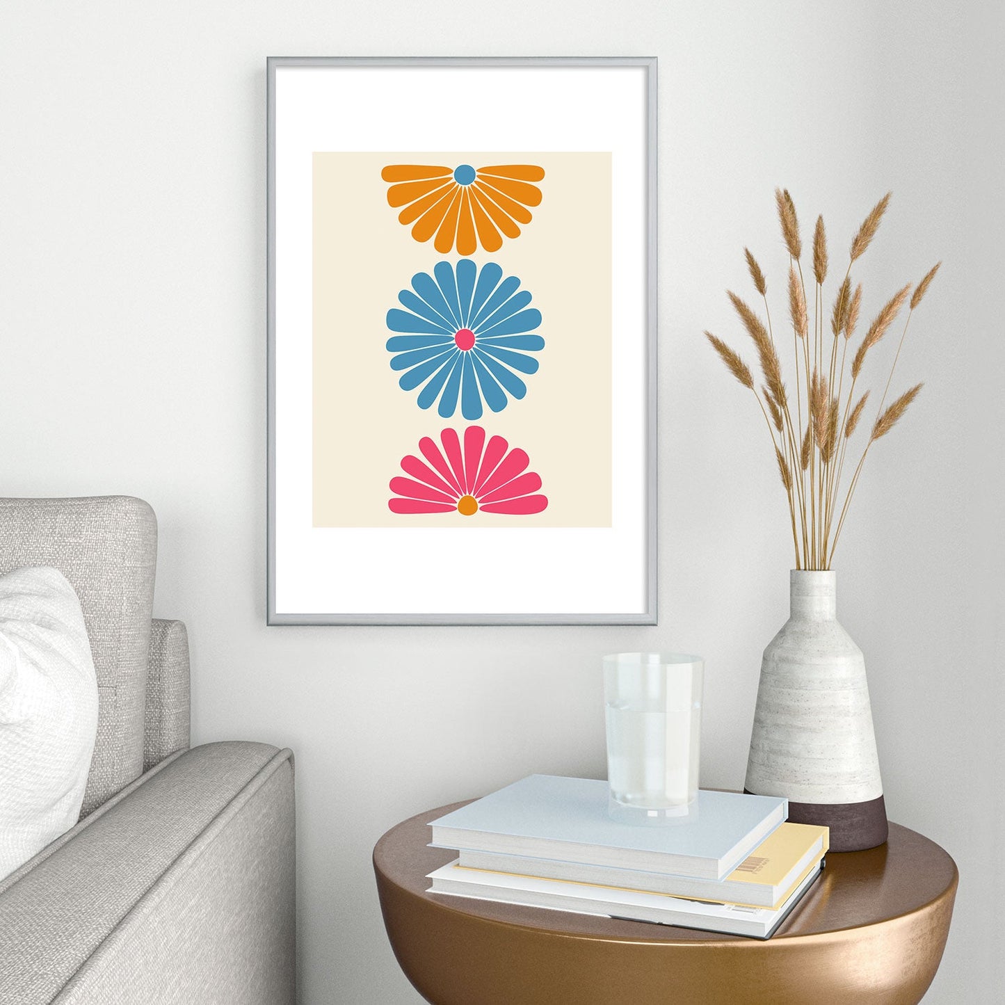 Colour Poems Retro Daisy Multicolor II Metal Framed Art Print